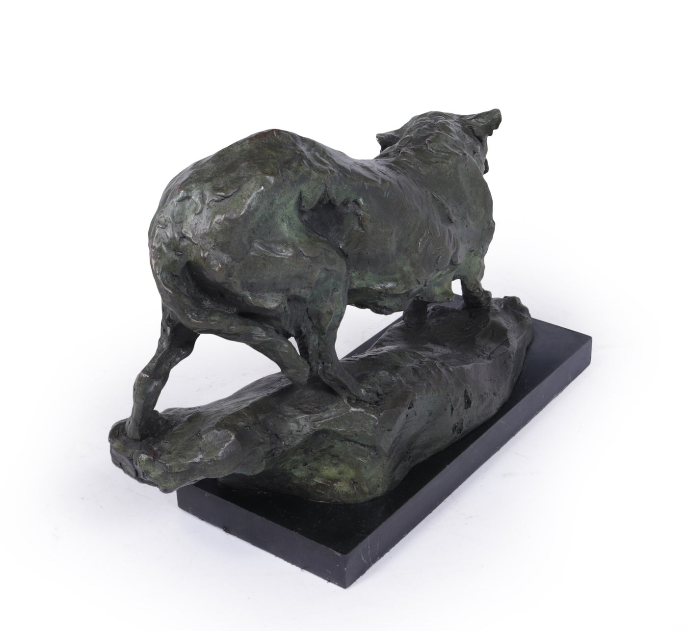 Mid Century Bronze Studio Sculpture of Wolf