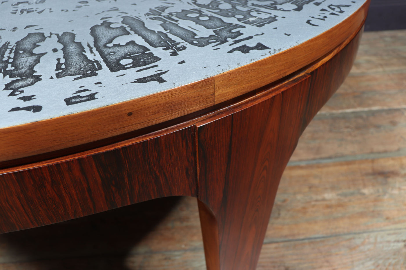 Mid Century Aluminium and rosewood Coffee Table