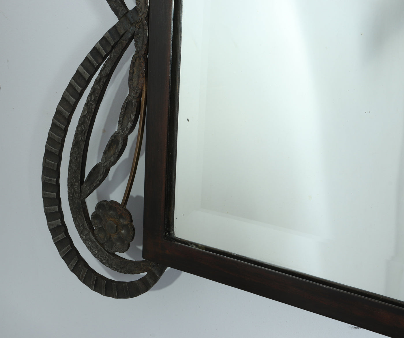 Art Deco Console and Mirror silvered and bronzed Wrought Iron c1930