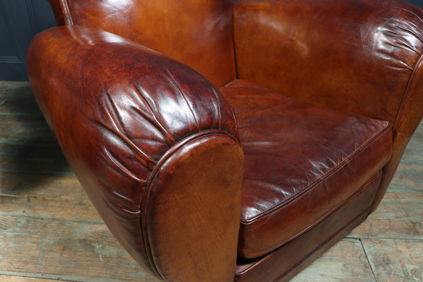 Pair of French Leather Club chairs