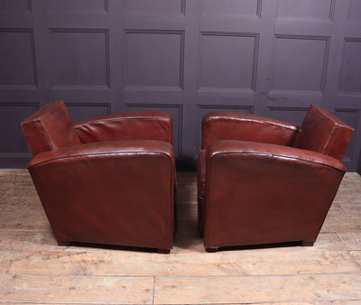 French Leather Club Chairs c1950