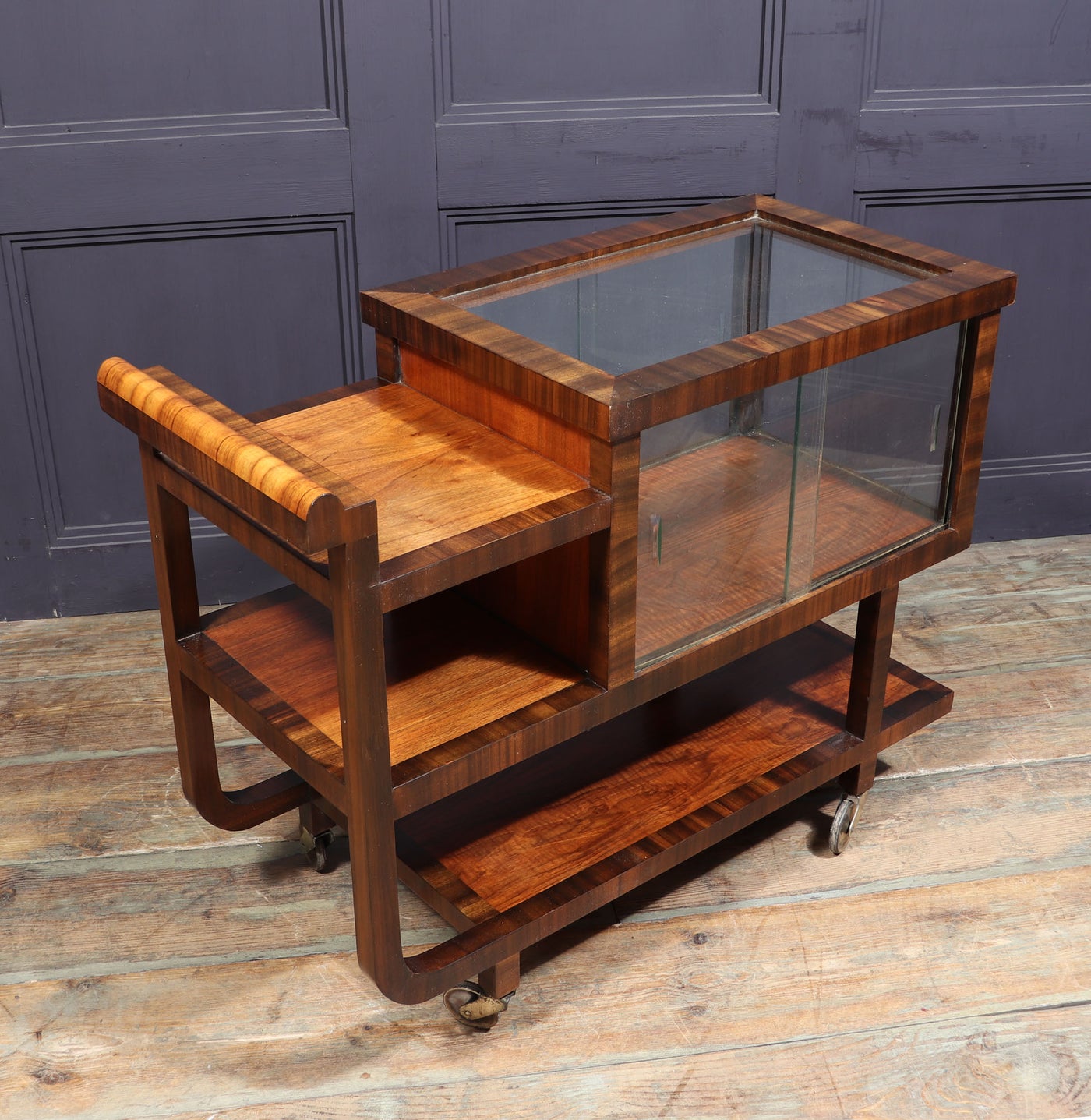 Art Deco Walnut Drinks Trolley