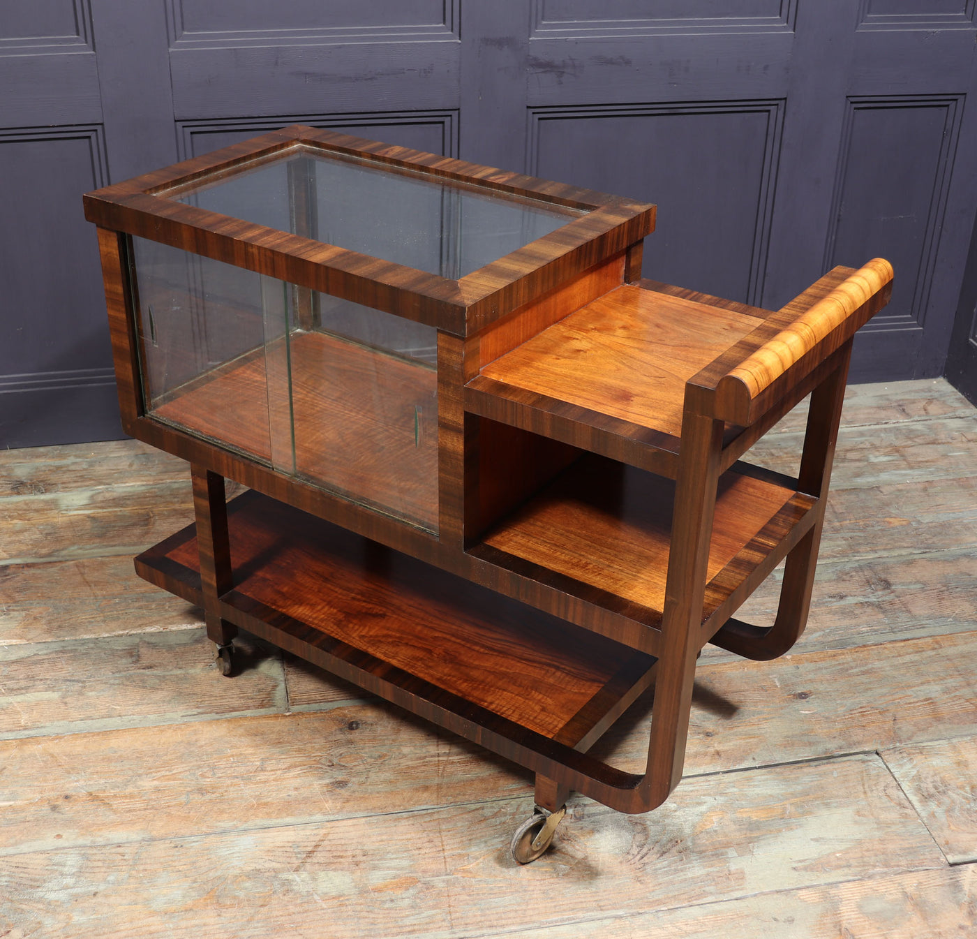 Art Deco Walnut Drinks Trolley