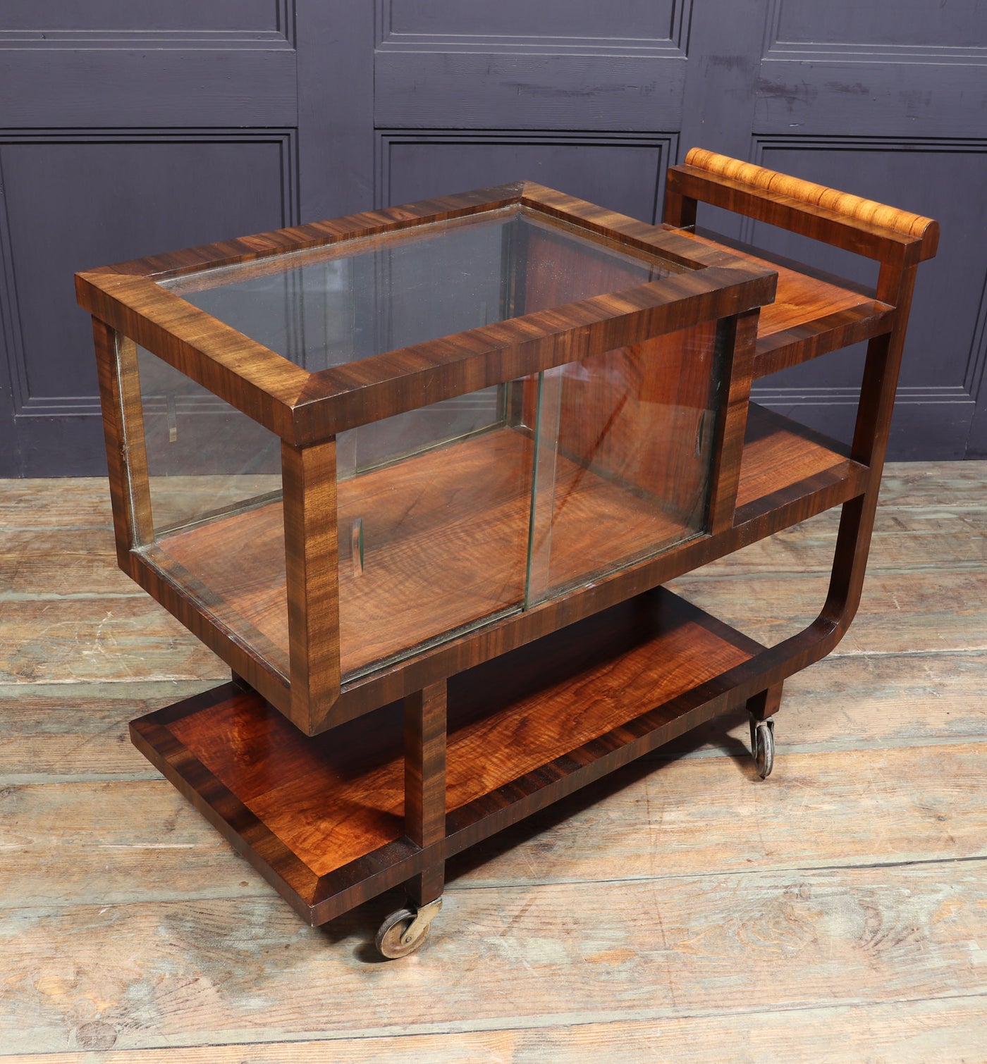 Art Deco Walnut Drinks Trolley