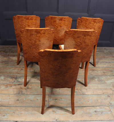 Art Deco Dining Table and Chairs in Burr Walnut