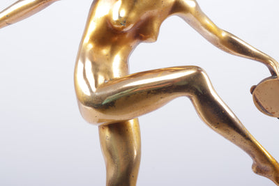Art Deco Gilt Bronze Sculpture “Tamborine Dancer” by Feguays c1925