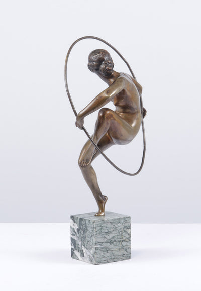Art Deco Bronze Sculpture Hoop Dancer by A Bouraine c1920