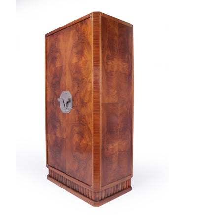 French Art Deco Walnut Cocktail Cabinet side