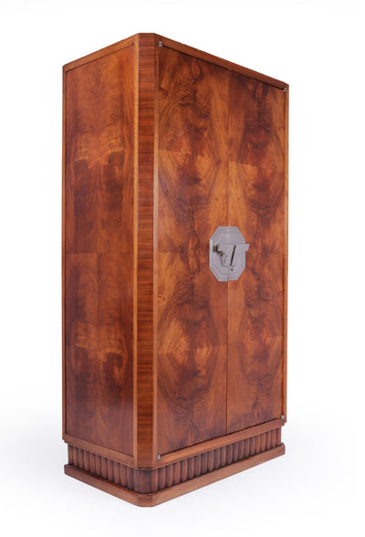 French Art Deco Walnut Cocktail Cabinet left