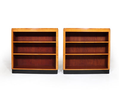 Pair of English Art Deco Sycamore Bookcases