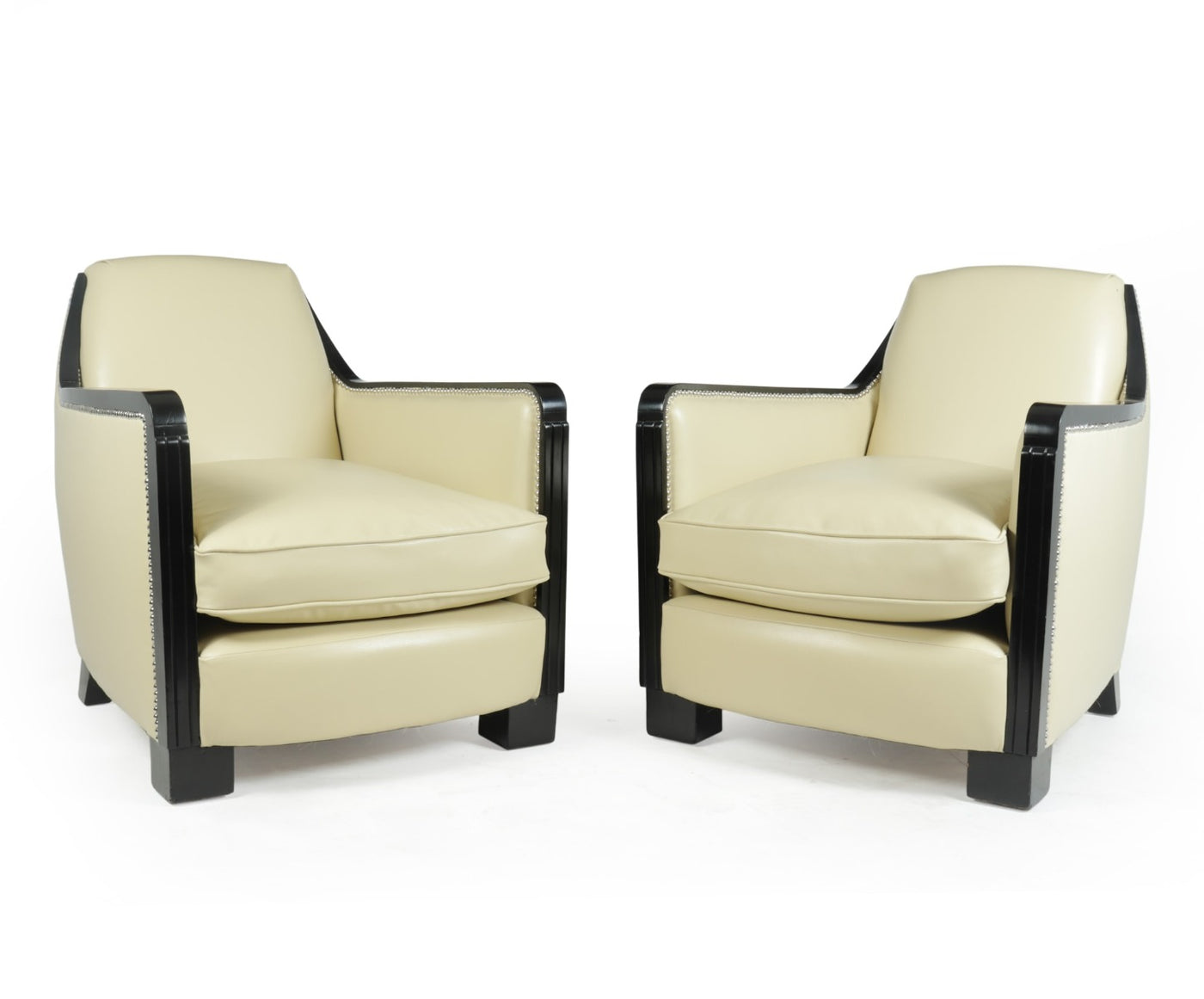 pair of leather art deco armchairs