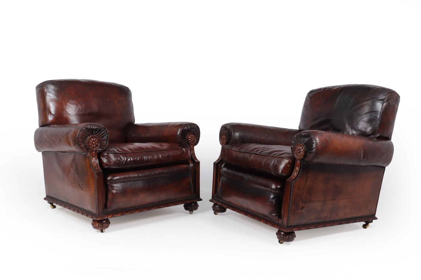 Leather Club Armchairs By Maple and Co 