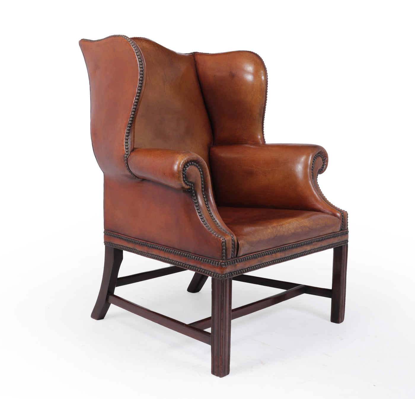 Antique Leather Wing Chair 