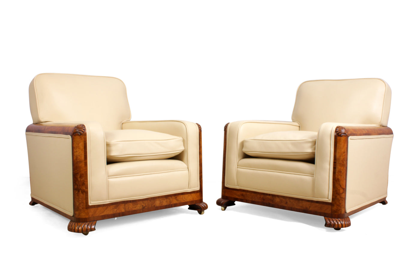 Pair of Art Deco Armchairs in Burr Walnut