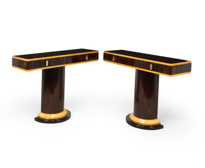 A Pair of French Art Deco Console Tables in Macassar Ebony c1925