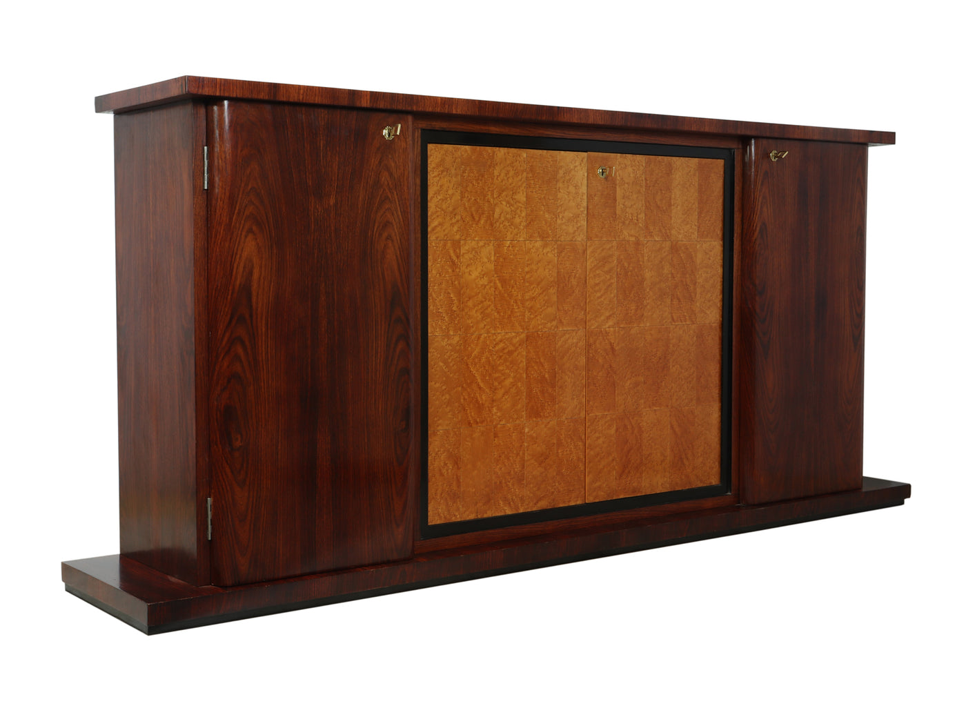 Italian Art Deco Sideboard in Rosewood and Birdseye Maple