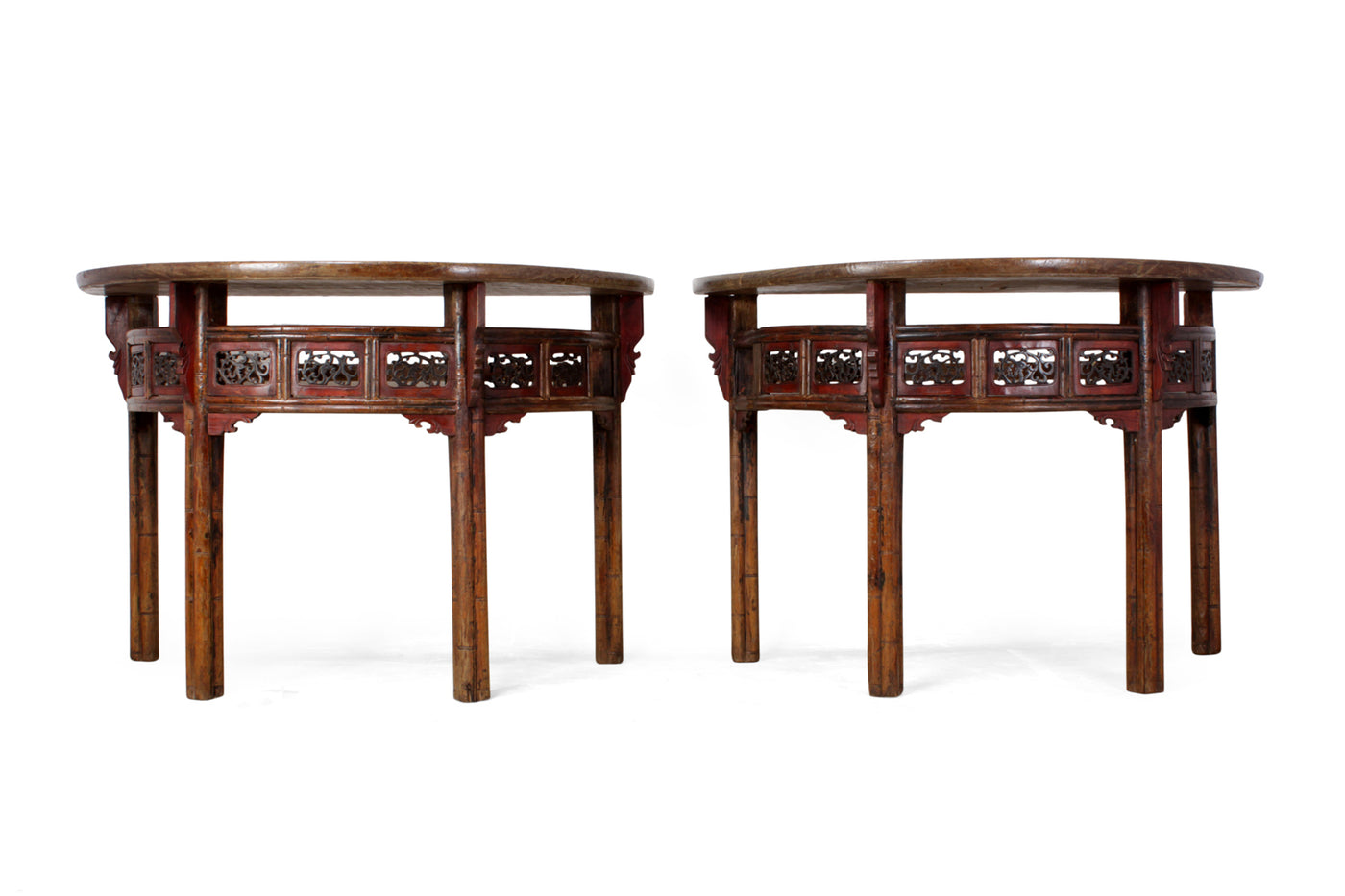 Pair of Chinese Half Moon Console Tables c1860