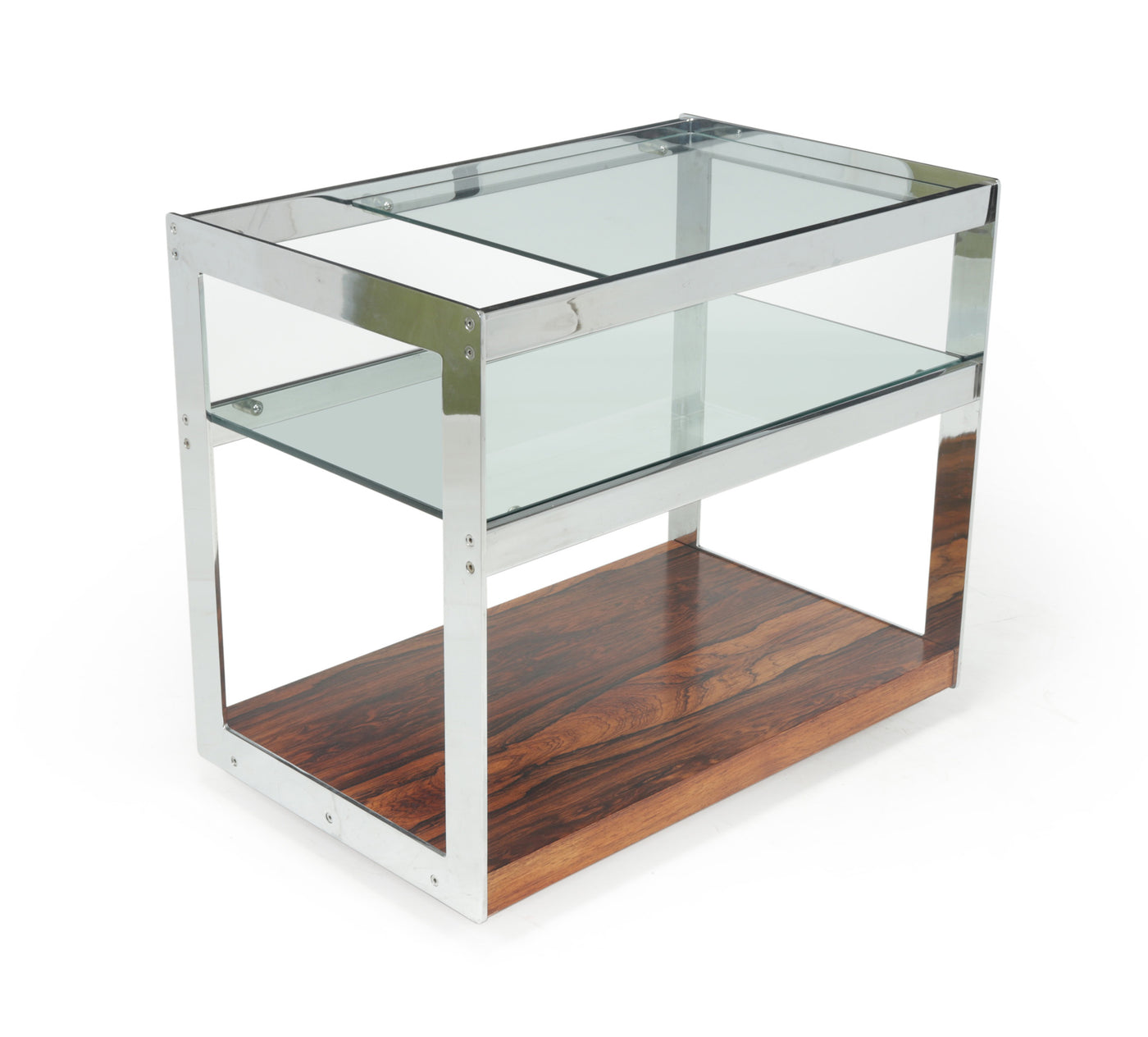 Chrome and glass Cocktail Trolley by Merrow Associates