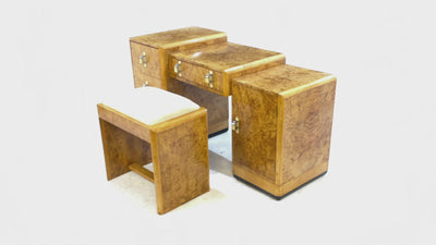 Art Deco Dressing Table and stool  in Burr Maple