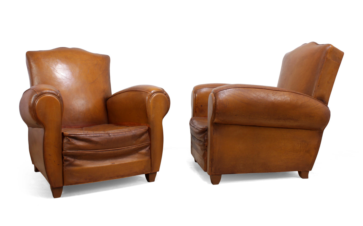 Pair of French Leather Club Chairs c1940