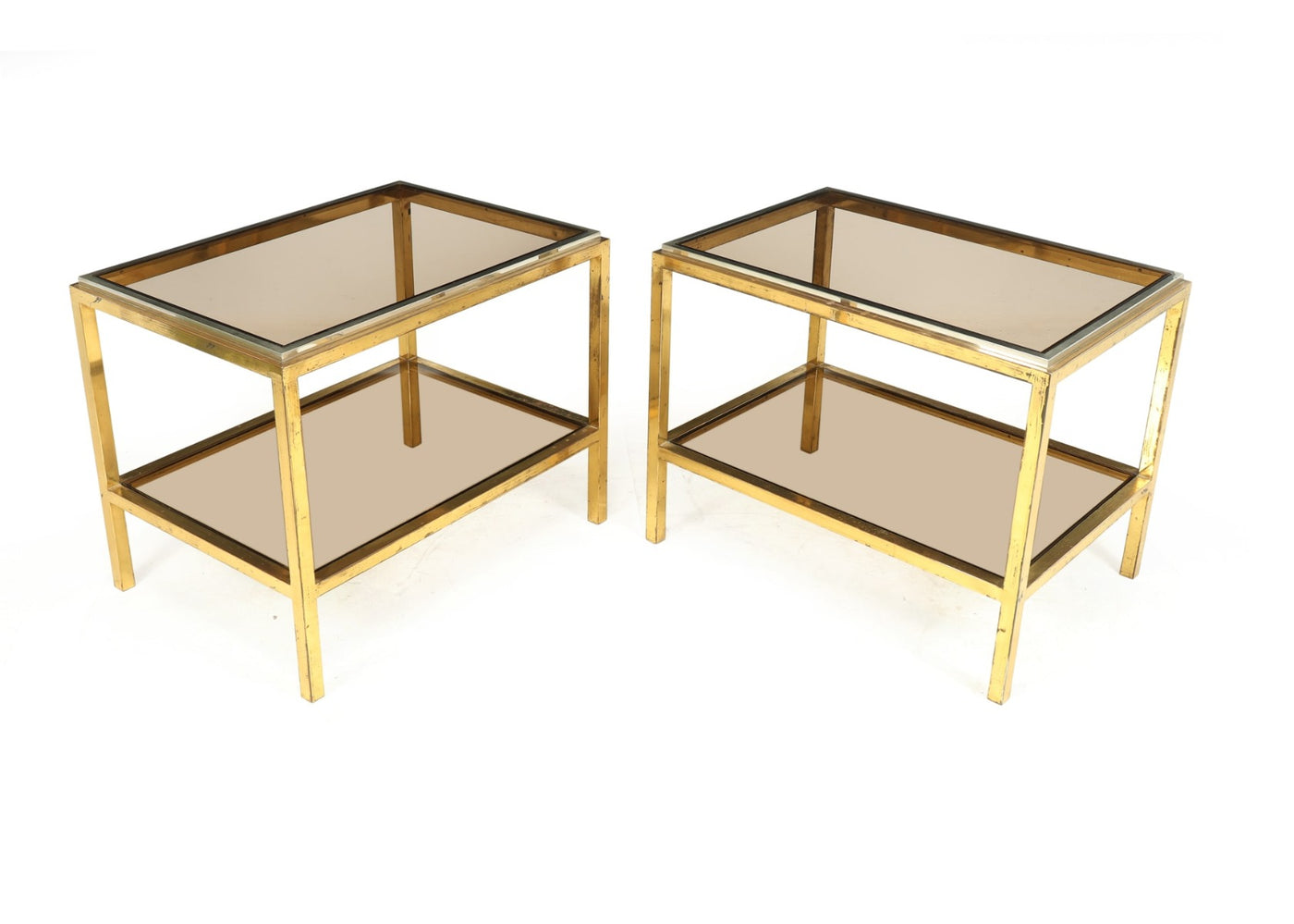 Pair of Glass and Steel Side Tables in the Manner of Willy Rizzo 