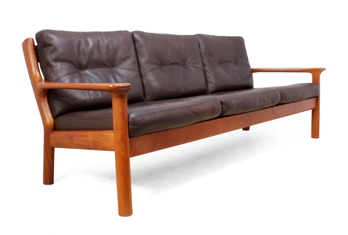 Mid Century Sofa in Teak and Leather by Glostrop