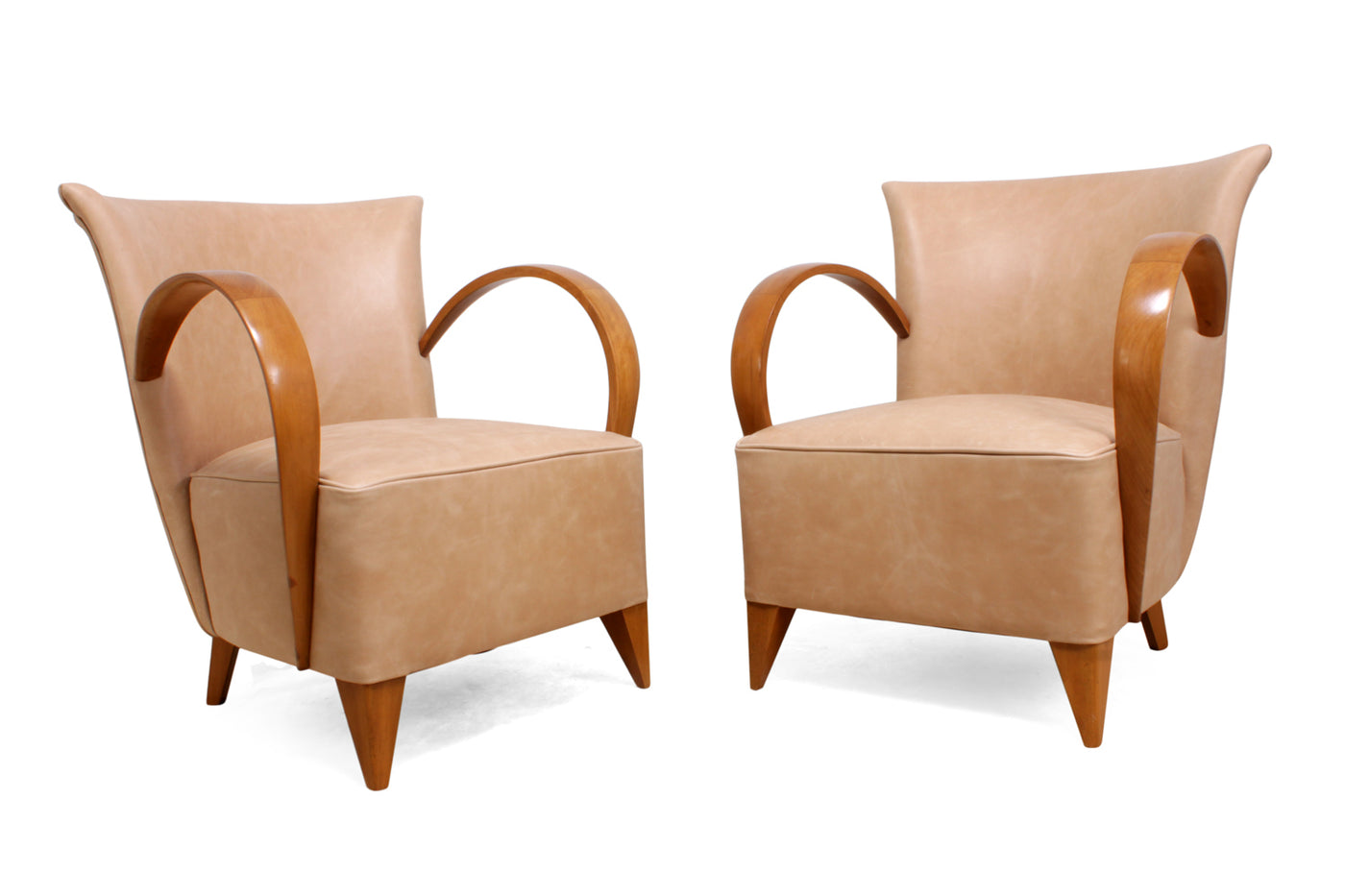 A Pair of Leather of French Art Deco Chairs c1920