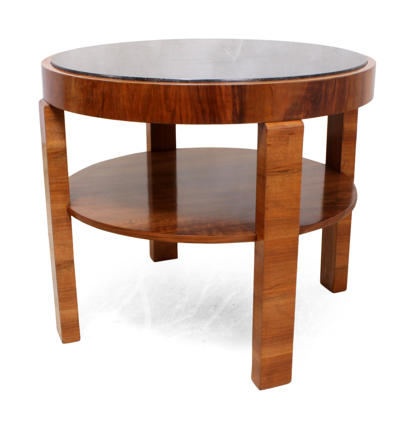 Art Deco Walnut Coffee Table with Marble top