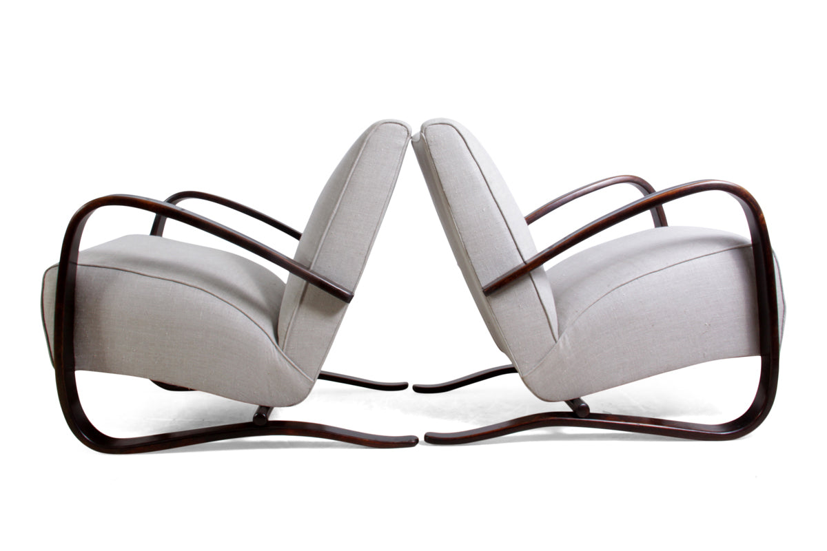 A Pair of Art Deco Armchairs by Jindrich Halabala for Thonet