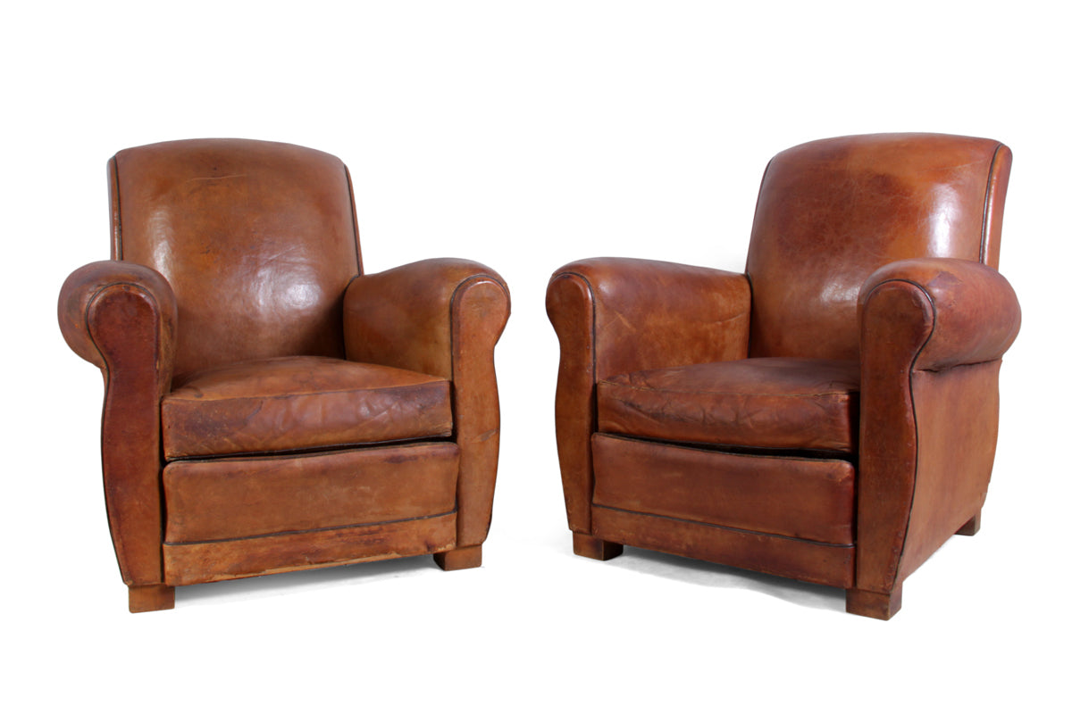 Leather Club Chairs, French