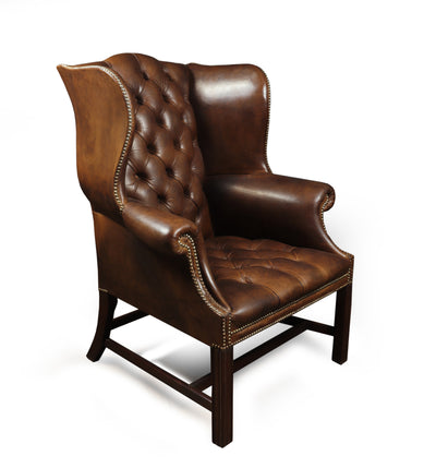 antique leather wing chair