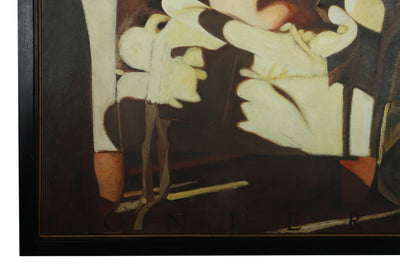 Large Oil on Canvass Lady Turned on a Club Chair by Fonferrier