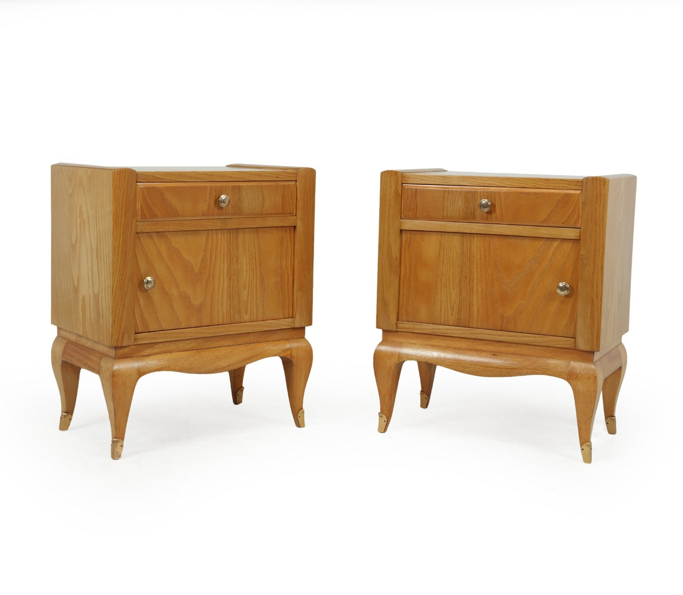 French Art Deco Bedside Cabinets in Cherry
