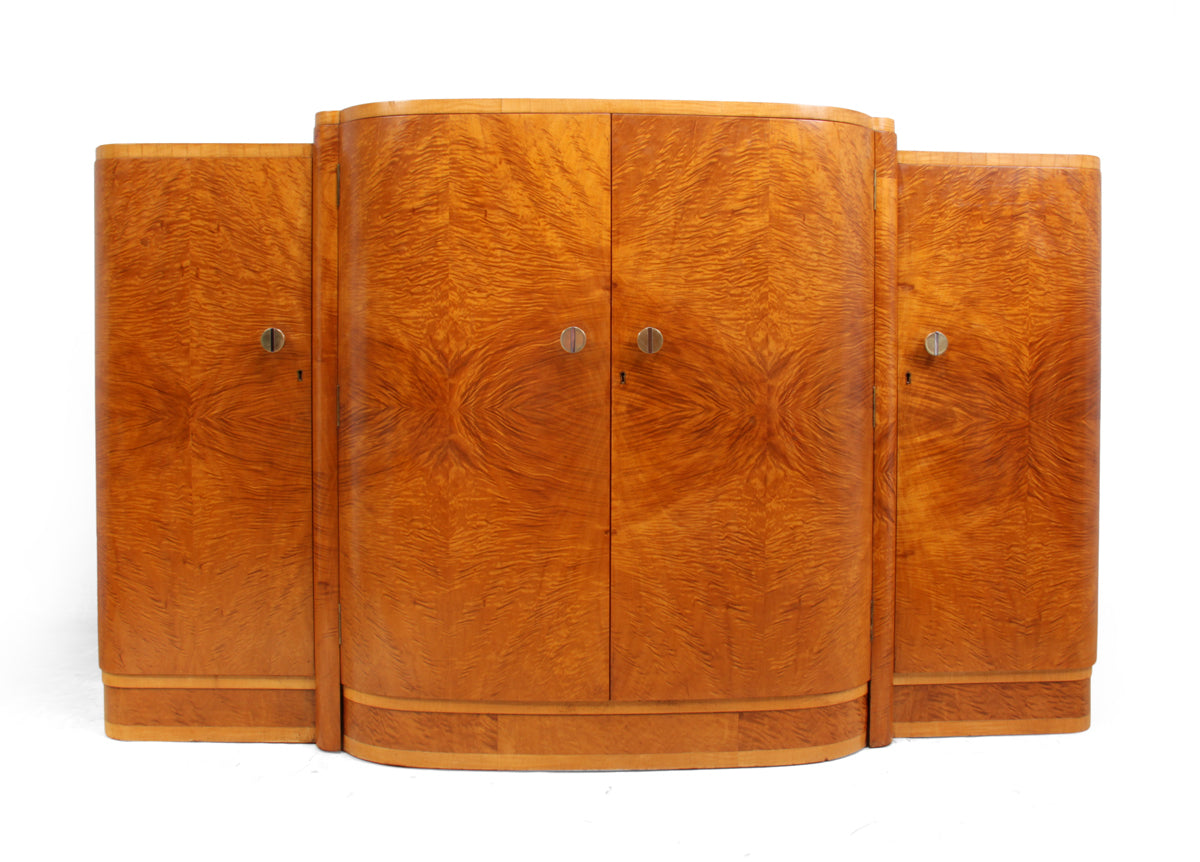 Art Deco Satin Maple Sideboard, British c1930