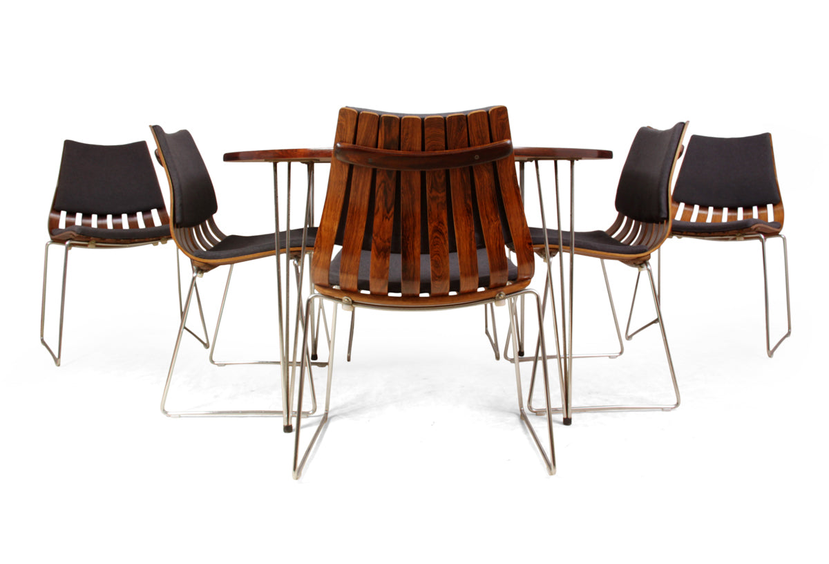 Hans Bratrud Rosewood Dining Table and 6 Scandia dining Chairs 