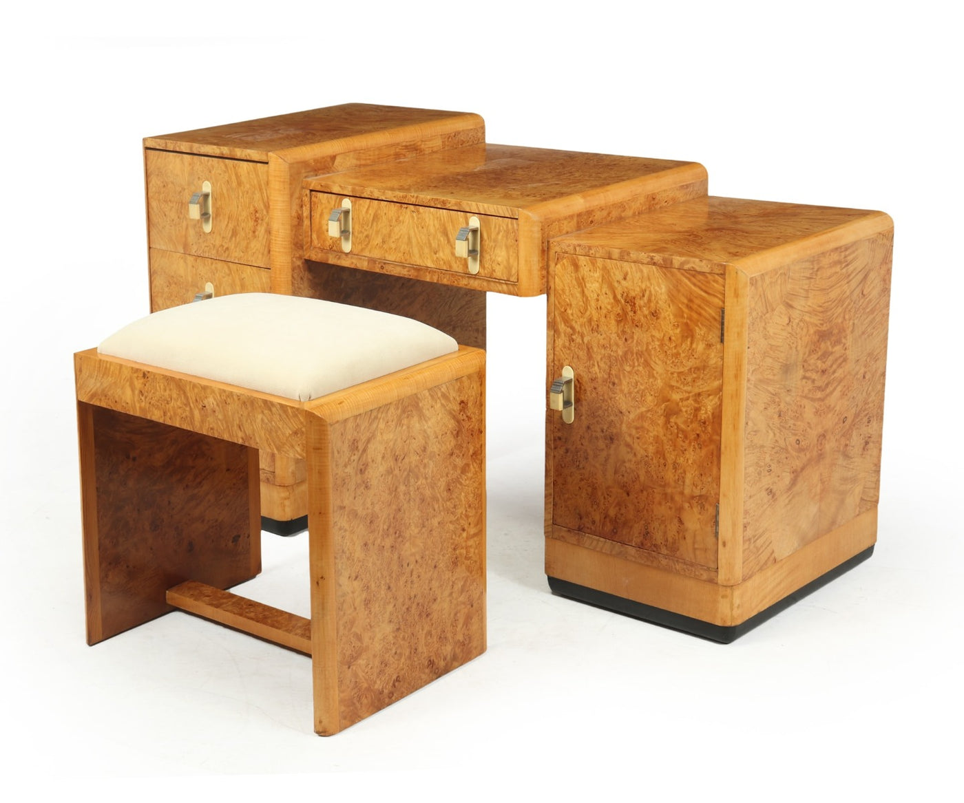 Art Deco Dressing Table and stool  in Burr Maple