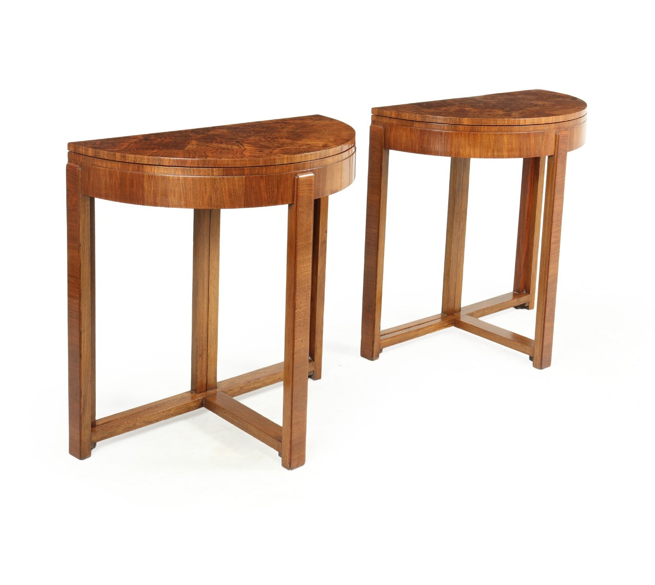 Pair of Art Deco Walnut Card / Console Tables
