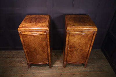 Pair of Large Art Deco Side Cabinets in Burr Walnut top