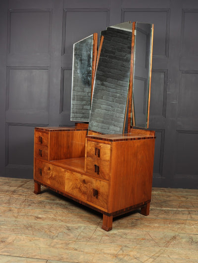 Art Deco Walnut and Macassar Dressing Table by Waring and Gillows c1930