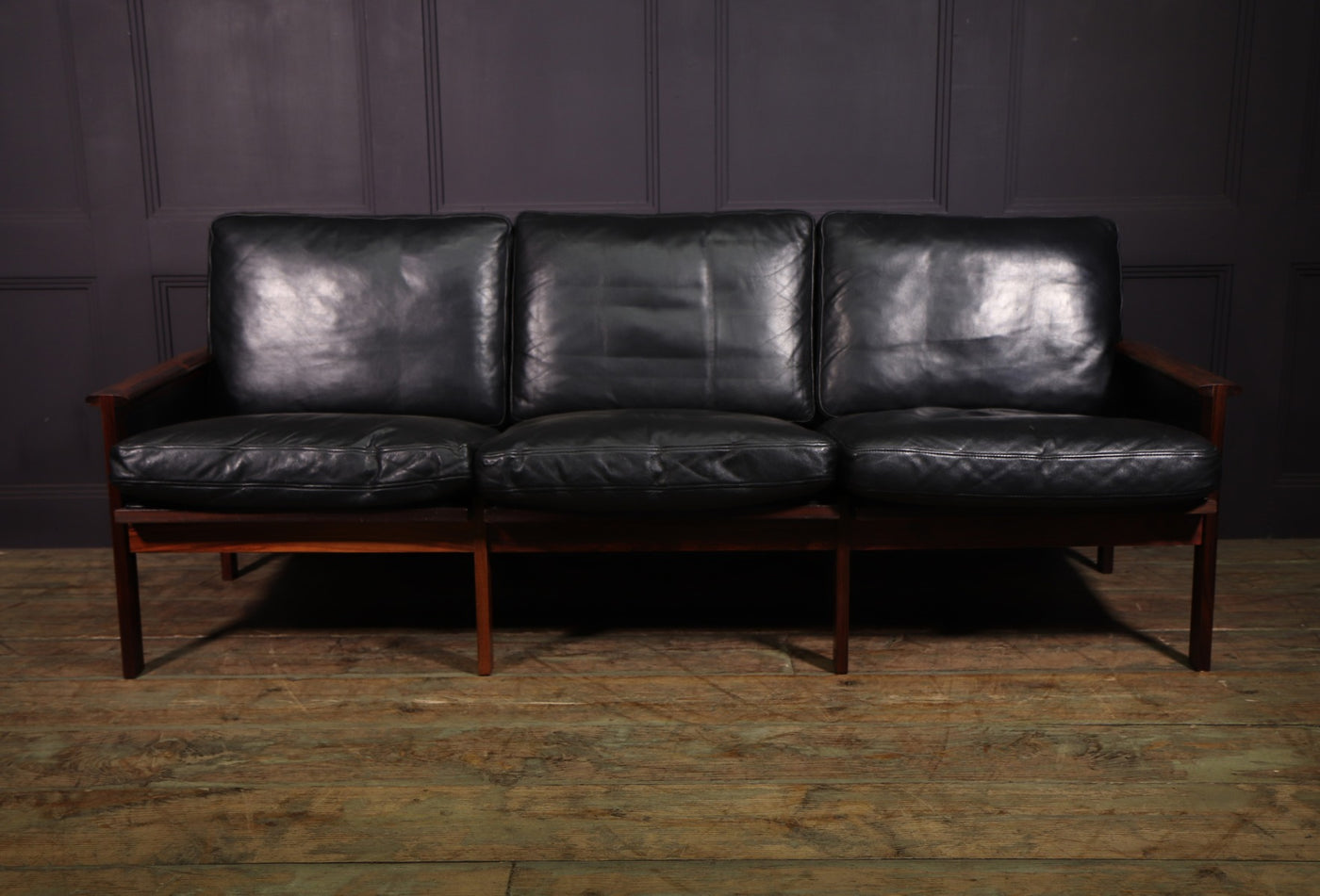 Danish  Leather Capella Sofa by Illum Wikkelso