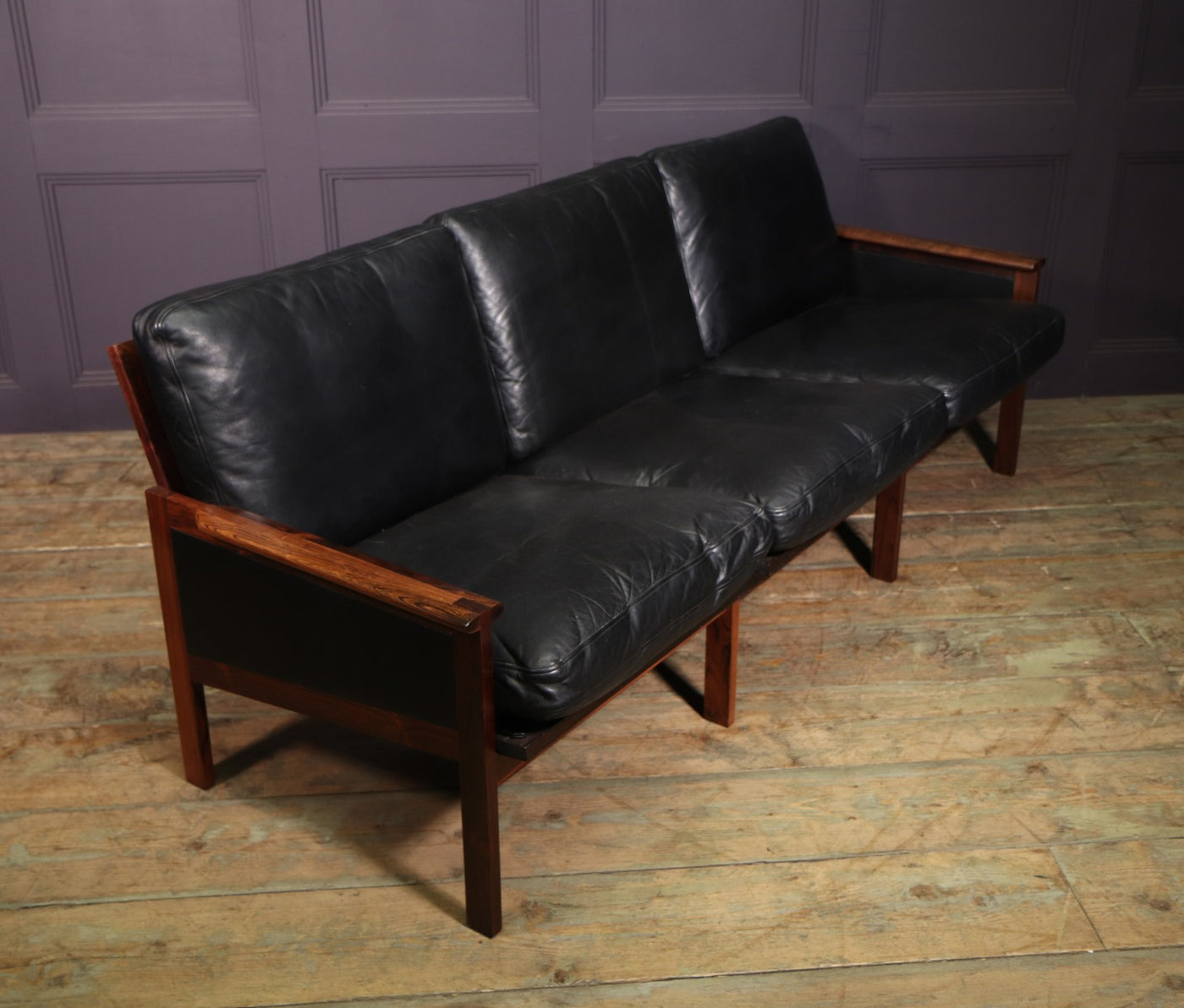 Danish  Leather Capella Sofa by Illum Wikkelso