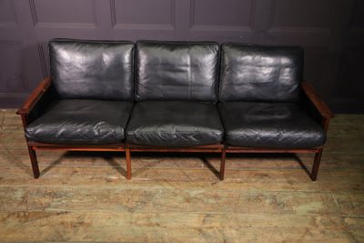 Danish  Leather Capella Sofa by Illum Wikkelso