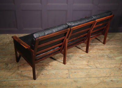 Danish  Leather Capella Sofa by Illum Wikkelso