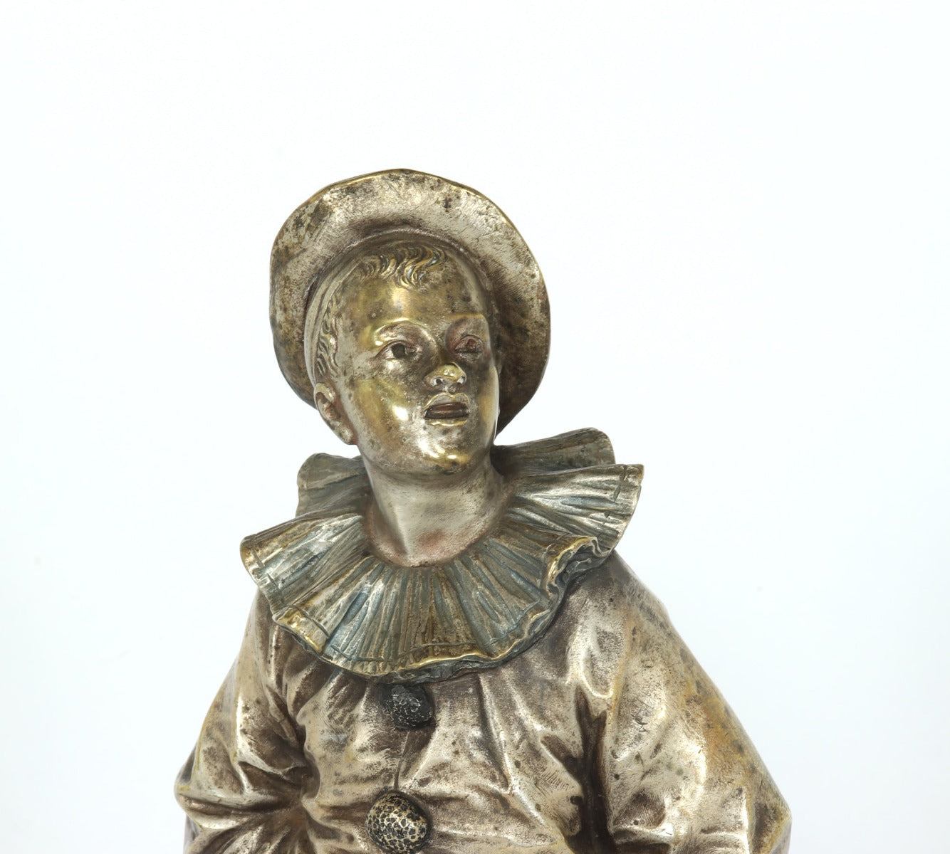 French Silver Gilt Bronze Sculpture by Bouret face