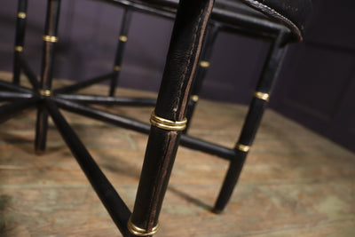 Stitched Leather and Brass Table by Jacques Adnet detail