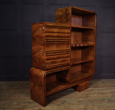 Art Deco Walnut Bookcase Original