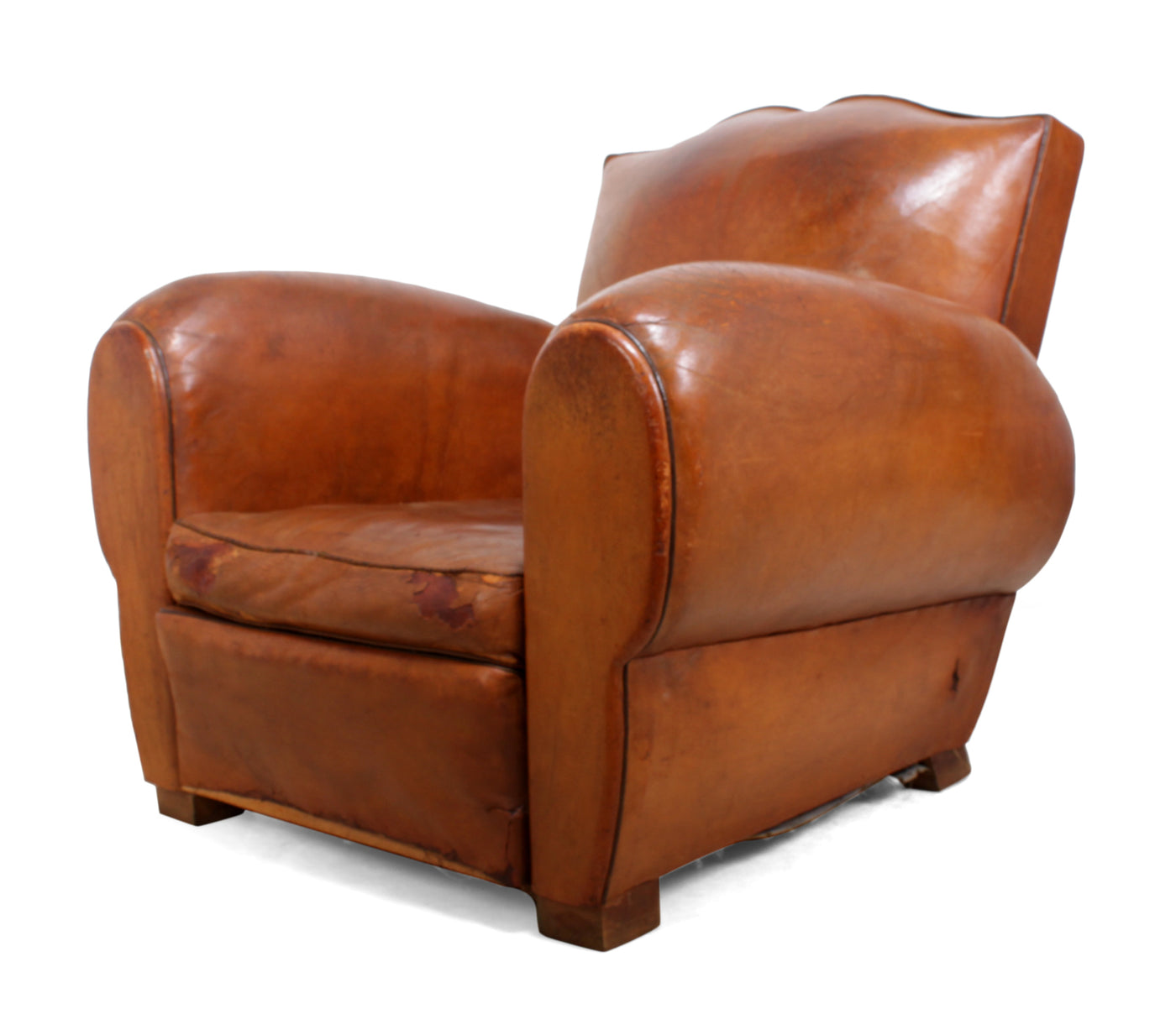 French Leather Club Chair c1930