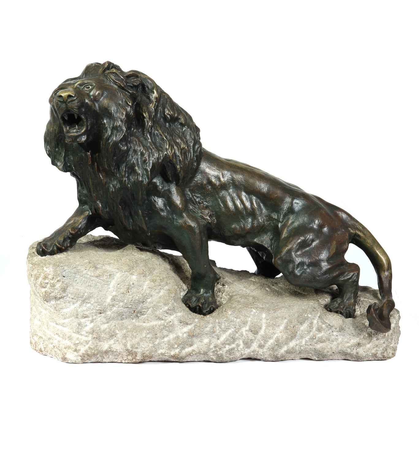Large Bronze Lion on a Rock by Cartier c1920