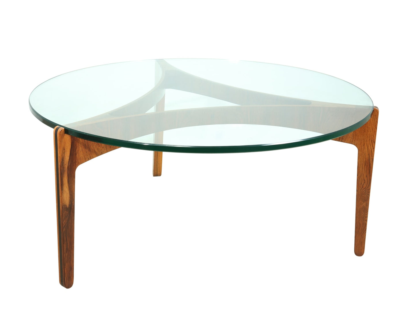 Mid Century Danish Rosewood and Glass Circular Coffee Table by Sven Ellekaer