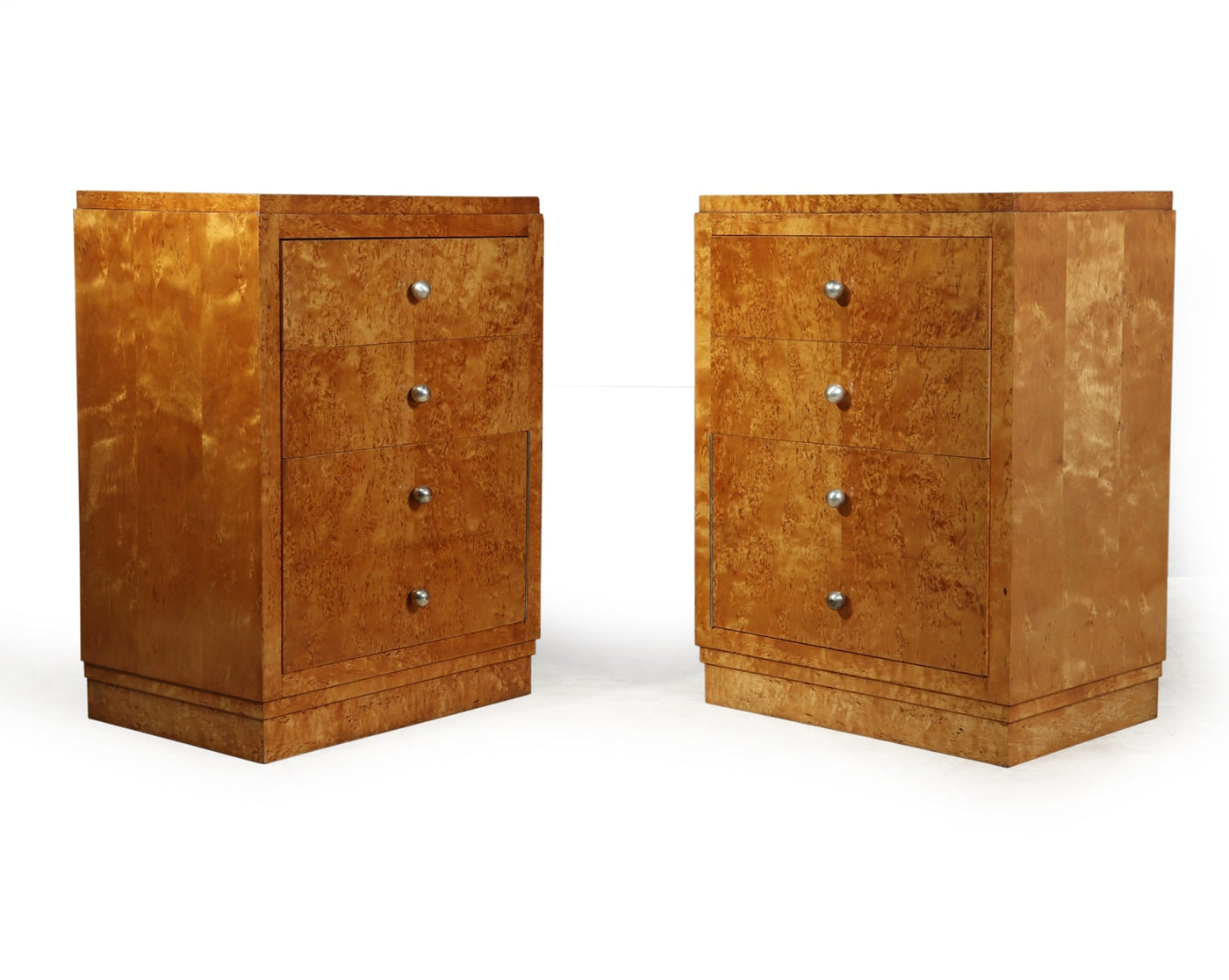 Pair of Art Deco Bedside Cabinets in Karelian Birch